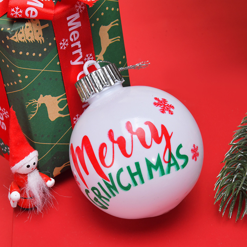 跨境圣诞球发光挂件卡通雪人塑料球摆件装饰圣诞节庆氛围挂饰批发详情6