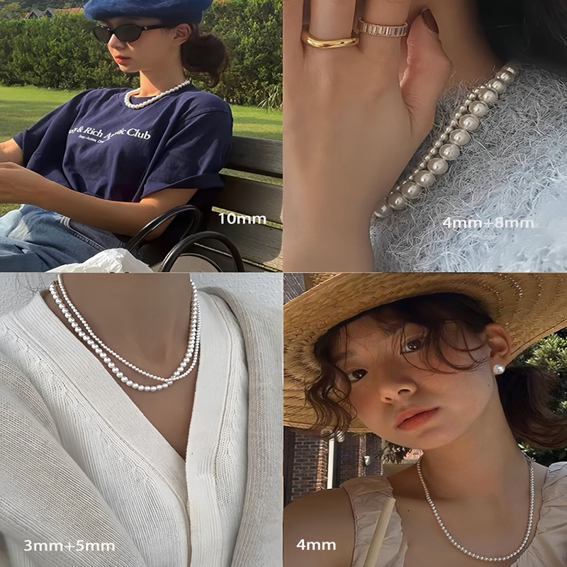 施家仿澳白珍珠项链女轻奢小众高级感春夏气质叠戴锁骨颈链2024详情4