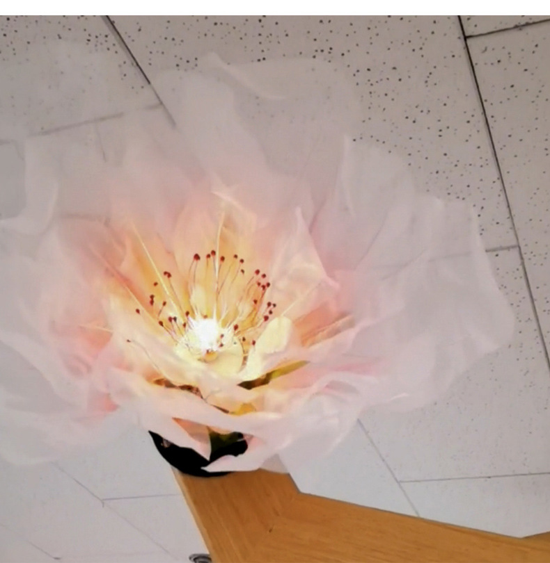 Large-scale internet-famous electric opening and closing handcrafted flower lantern, paper art silk screen flower, automatic opening and closing peach blossom scene display device pic 9