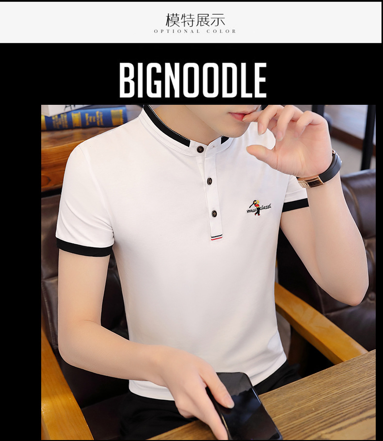 2022夏季新款短袖t恤男士韩版潮牌丅半袖体桖polo衫上衣服男装潮详情5