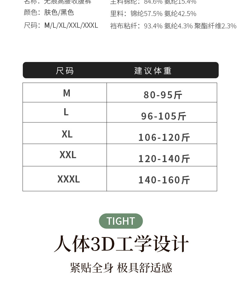 高腰收腹提臀束腰排扣紧身收腹塑身提臀裤防走光裤女士平角裤无痕详情8