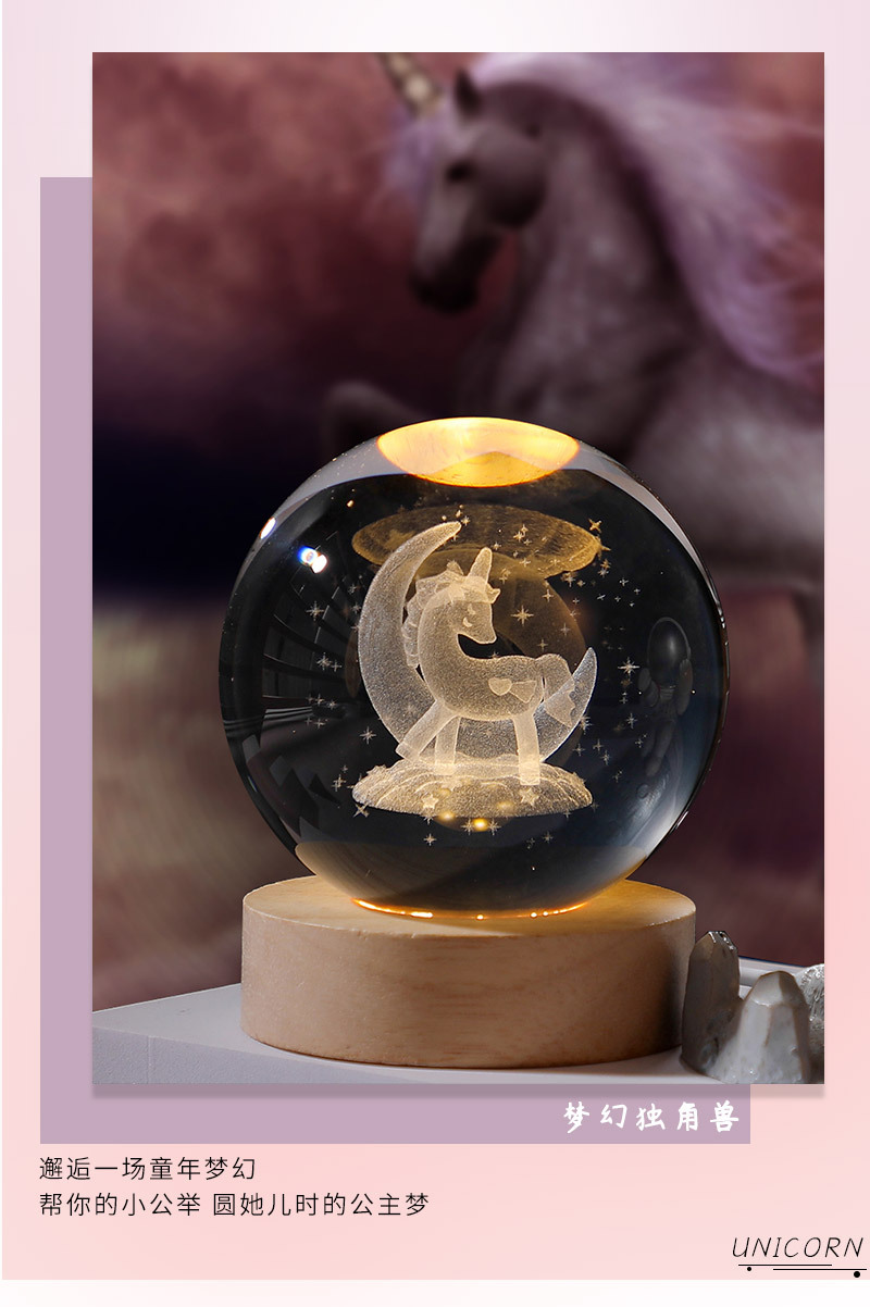 Escultura interior 3d bola de cristal pequeña luz nocturna galaxia bola de vidrio base luminosa de madera mesa de escritorio de ping-pong regalos de decoración de vacaciones pic 12