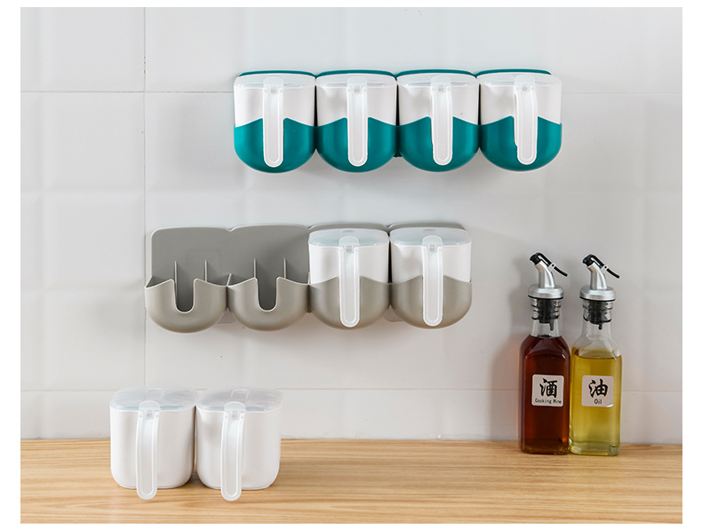 Factory direct sales, creative multi-purpose seasoning boxes with LIDS, kitchenware, plastic household wall-mounted salt shakers pic 14