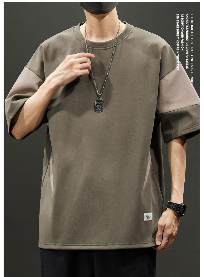 夏季新爆款港风拼色短袖大童青少年T恤学生打底气质简单潮牌小众详情22