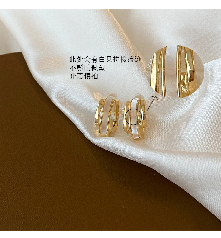 法式贝母耳环轻奢高级感小众精致气质耳钉金属贝壳耳饰品银针批发详情6