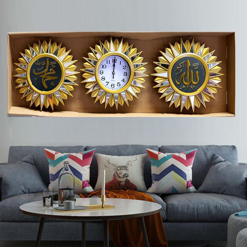 European, American and Arabic gilded living room wall clock, household watch, sofa background wall clock, modern and simple wall clock, three-in-one wall clock pic 6