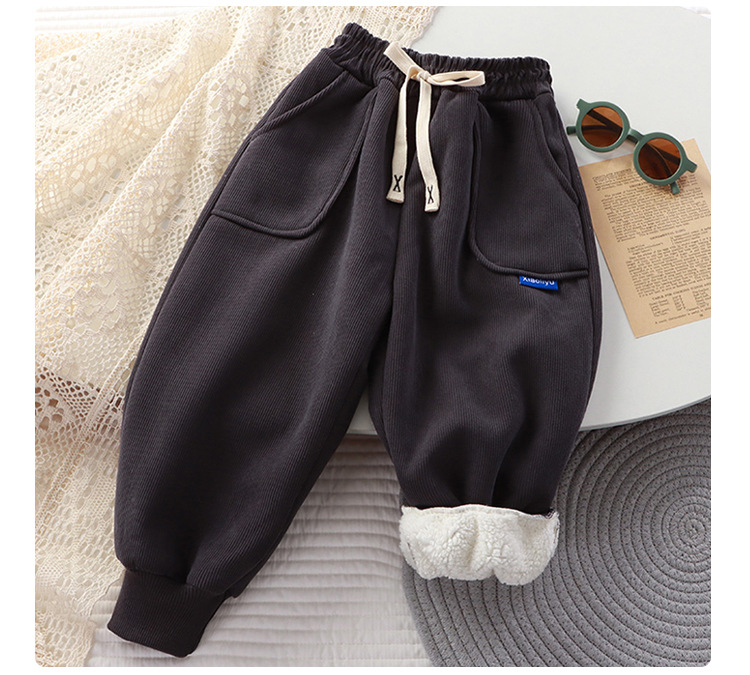 儿童中大童加绒裤子秋冬新款男女宝宝加厚保暖休闲运动裤外穿长裤详情12