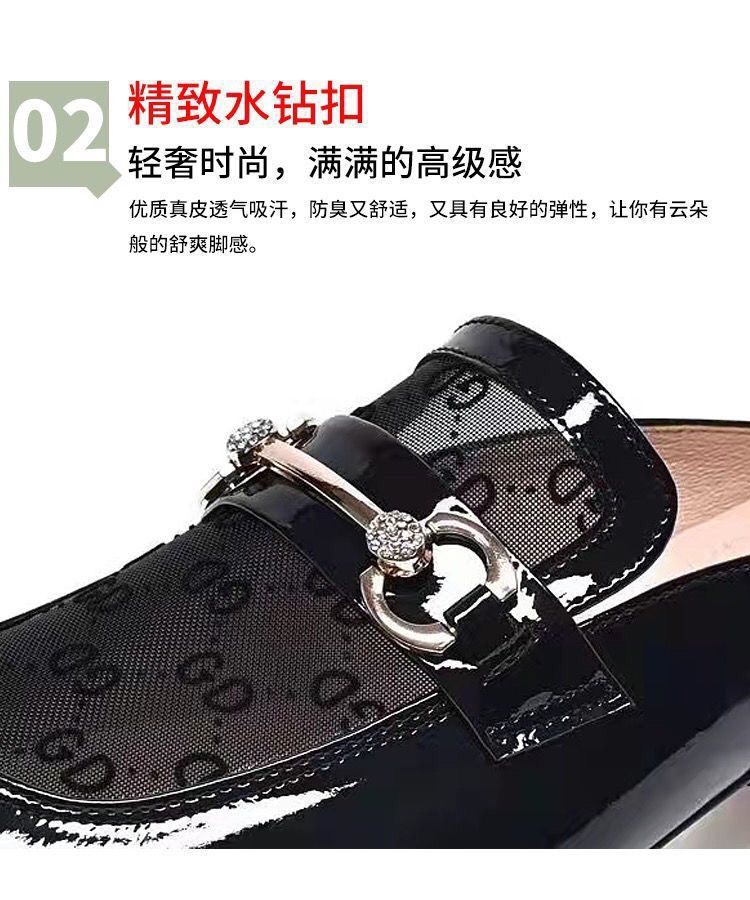 【爆款】2024夏季新款低跟凉拖鞋女外穿时尚透气粗跟尖头英伦女鞋详情8