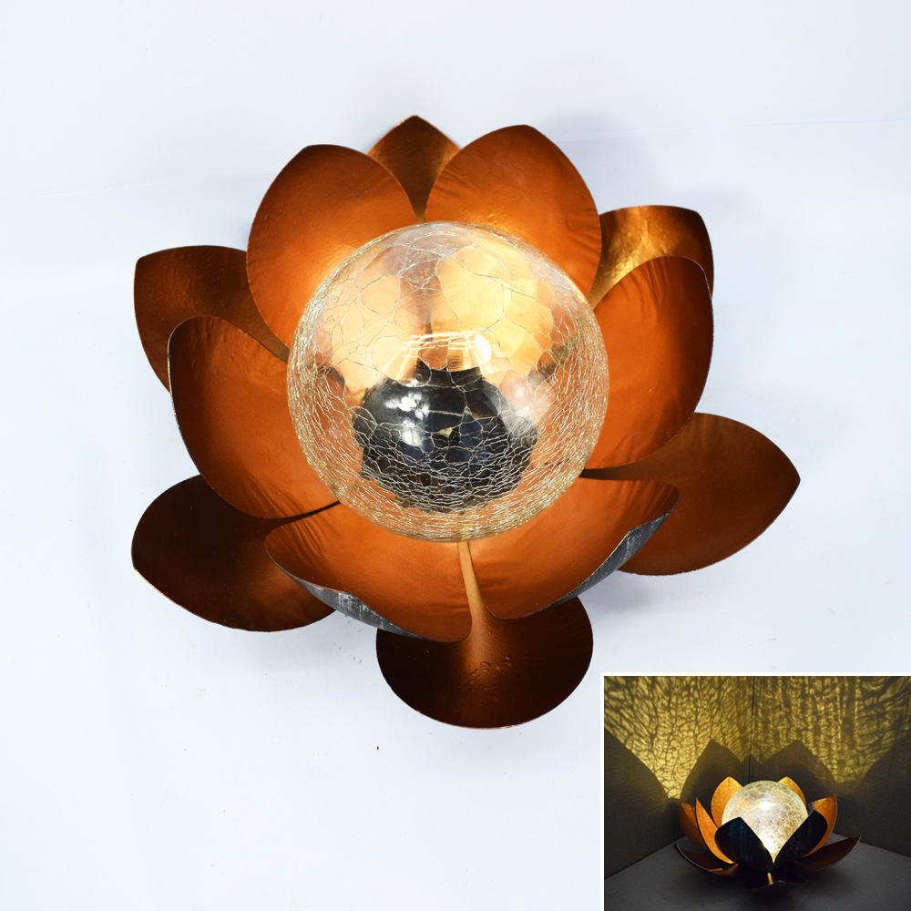 Solar-powered lotus lamps, courtyard crack decorative lamps, balcony outdoor garden ornaments, lotus landscape lamps pic 4