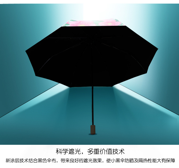 Cross-border supply black rubber folding umbrellas, one-piece consignment, sun protection and shade umbrellas, extended four-fold small black umbrellas, factory direct sales pic 18