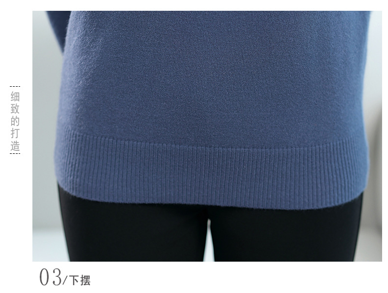 New autumn collection for middle-aged and elderly mothers: Solid color loose knitted pullover sweater with a baby collar for women. 2023 casual mom wear pic 23