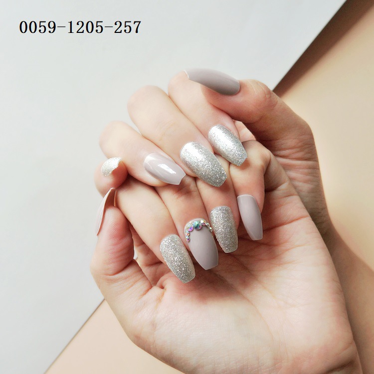 Finished nail art products, false nail patches, European and American long pointed nail pieces, ballet nail art sequins, jelly glue, good adhesion, 24 pieces custom-made pic 24