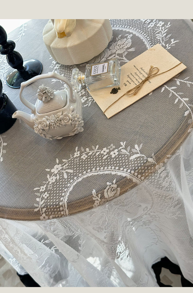Amazon lace French court tablecloth with ruffled edge patchwork, cross-border retro high-end new tablecloth on Xiaohongshu pic 16