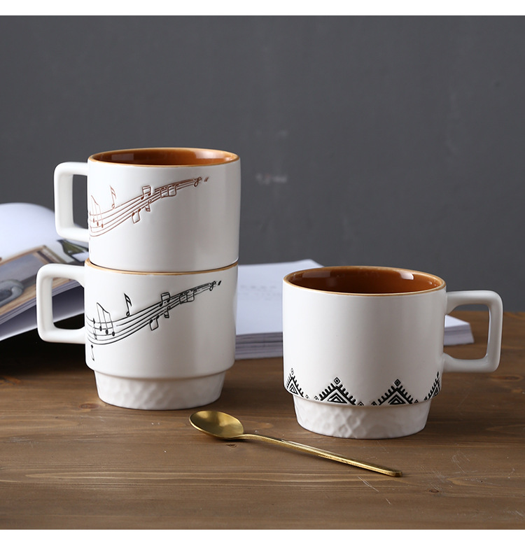 Simple ceramic cups, office mugs, breakfast coffee cups, milk cups, afternoon tea cups set, can be affixed with logos pic 20