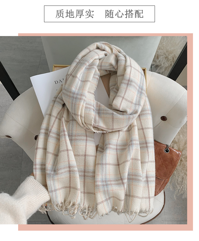 围巾女冬季高级感格子冬天爆款2024新款围脖百搭学生加厚保暖批发详情2
