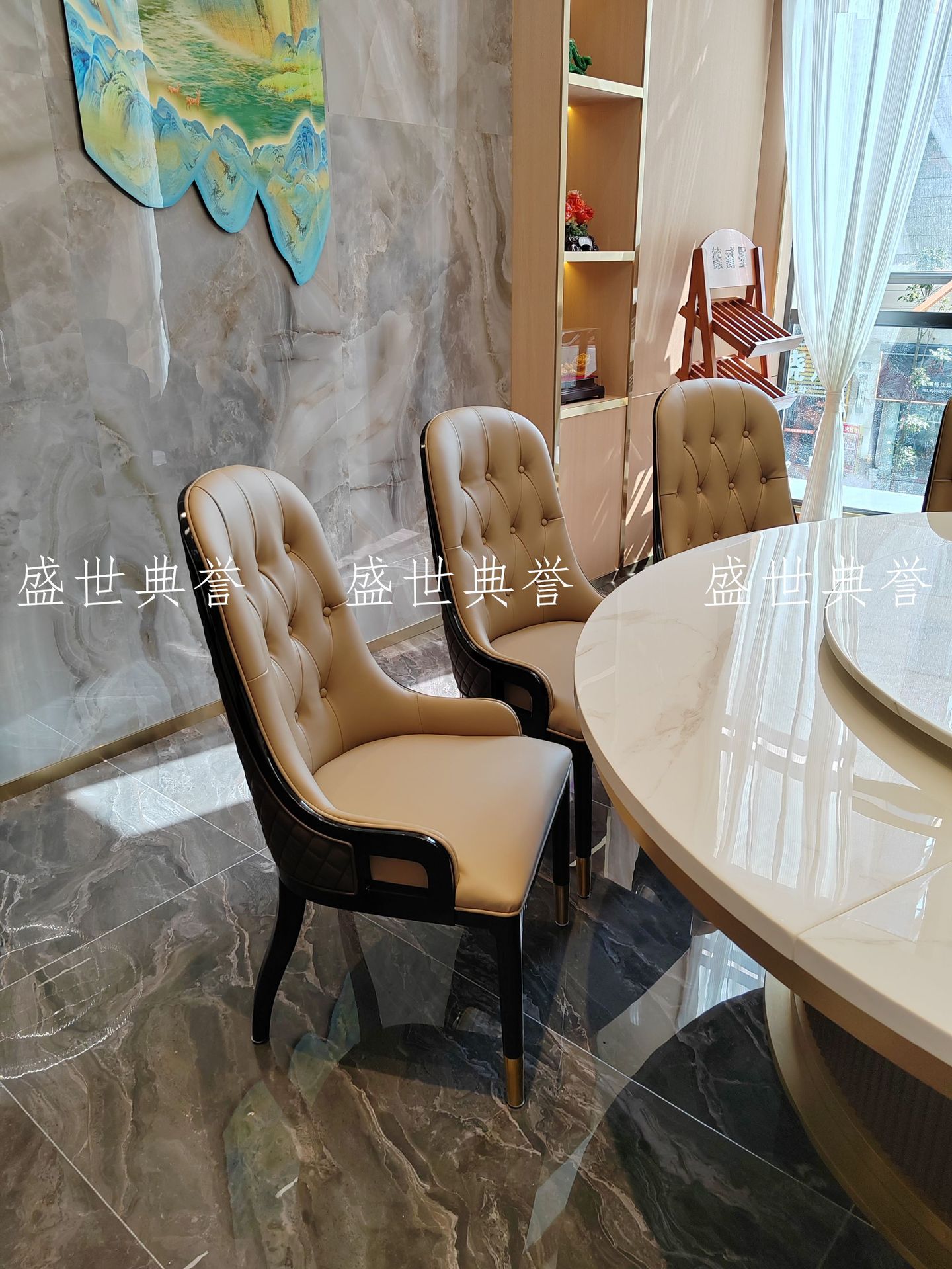 Solid wood dining tables and chairs for five-star hotels in Dalian, modern soft-padded chairs for seafood restaurants, and light luxury solid wood chairs for high-end clubs pic 1