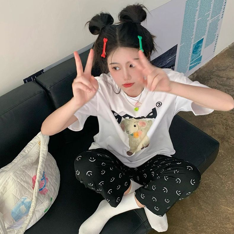 遛弯裤卡通睡裤女春秋新款居家可爱印花宽松休闲夏季空调防蚊长裤详情48