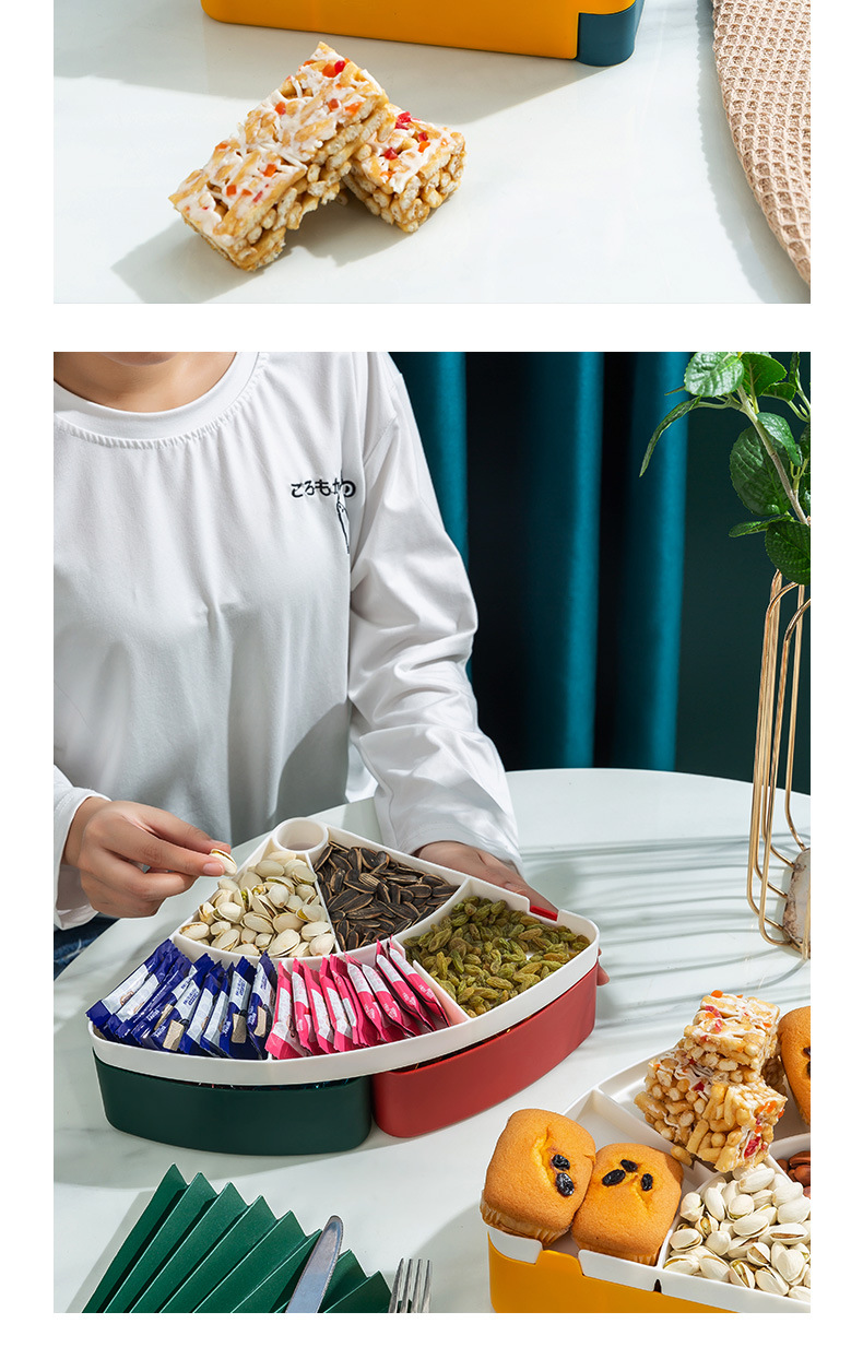 Rotating fruit plate, home living room coffee table, nut box, snack box, wedding New Year dried fruit plate, Douyin live streaming, cross-border 0750 pic 17