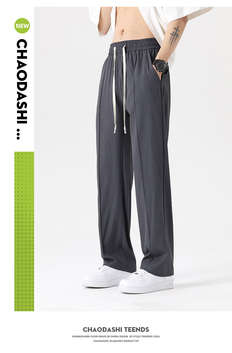 冰丝裤子男夏季薄款宽松直筒垂感西裤男生速干运动裤阔腿休闲长裤详情11