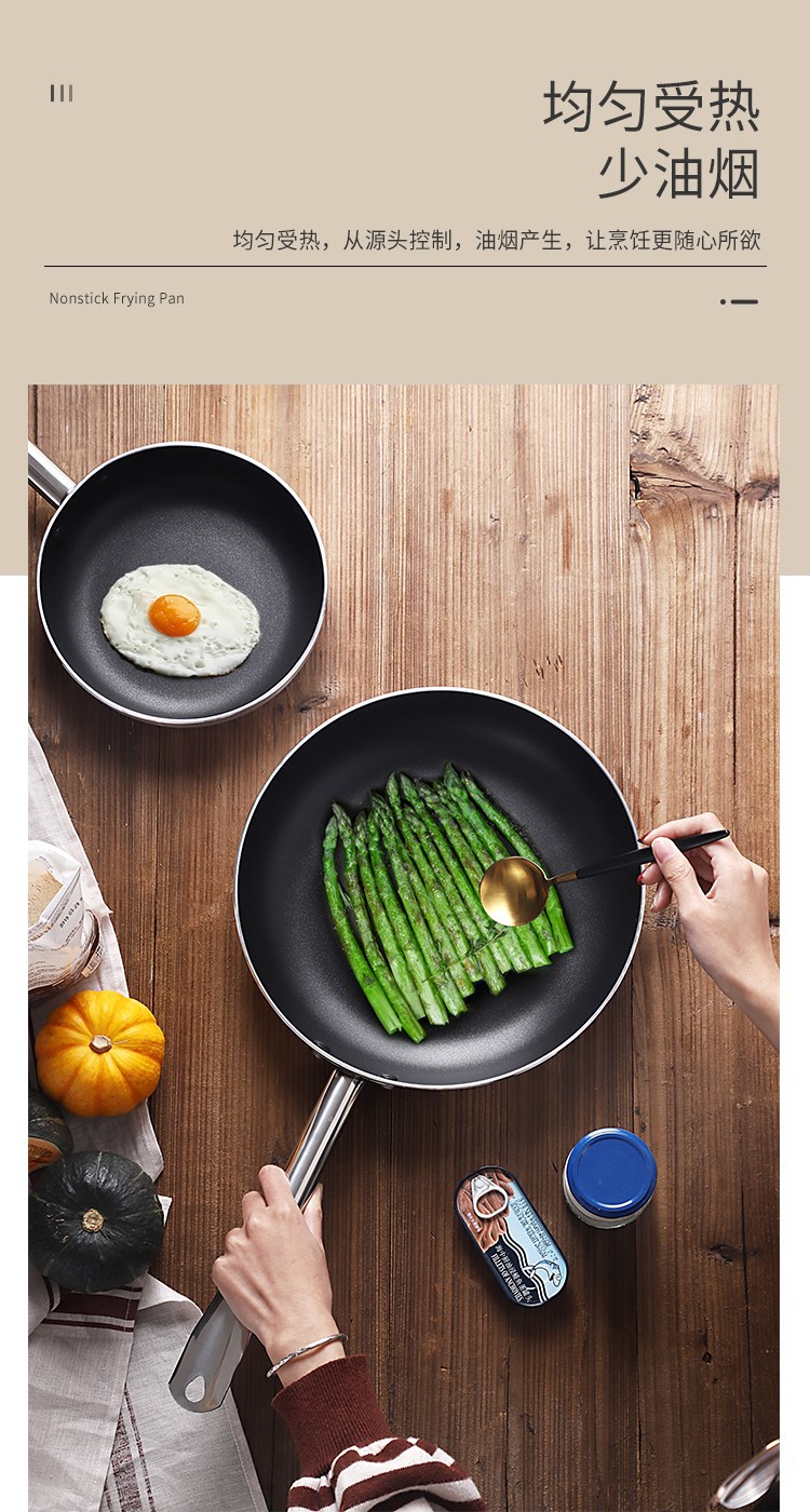Factory direct supply wholesale of non-stick frying pans, steel-handled aluminum frying pans, French flat pans, induction cookers, gas universal pic 4