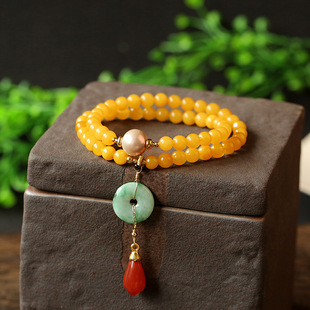 仇氏 天然南红玛瑙7mm圆珠手链 川料火焰红南红手串绕四圈佛珠详情9