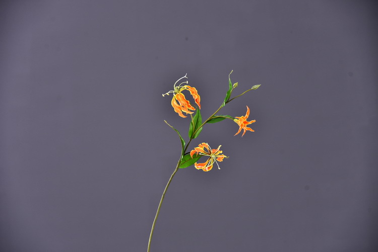 Lanjin artificial Plant Long Branch 3-head Jialan Flame Lily, high-end artificial flower, artificial flower, artificial flame lily, strange lily, home decoration pic 32
