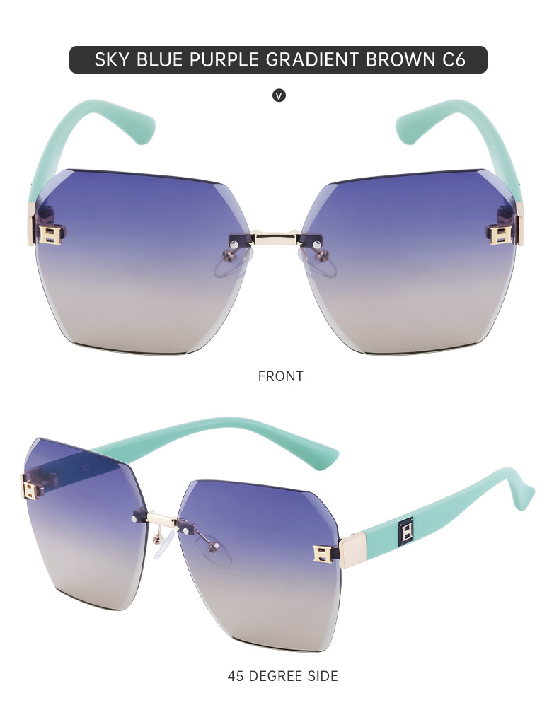 2023新款无框切边太阳镜女款欧美时尚大框墨镜女跨境批发sunglass详情35