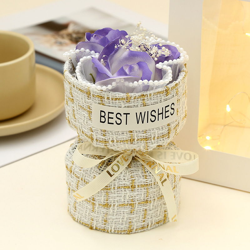 520小香风玫瑰花束 成品创意永生花香皂花束 送情人节浪漫礼物详情4