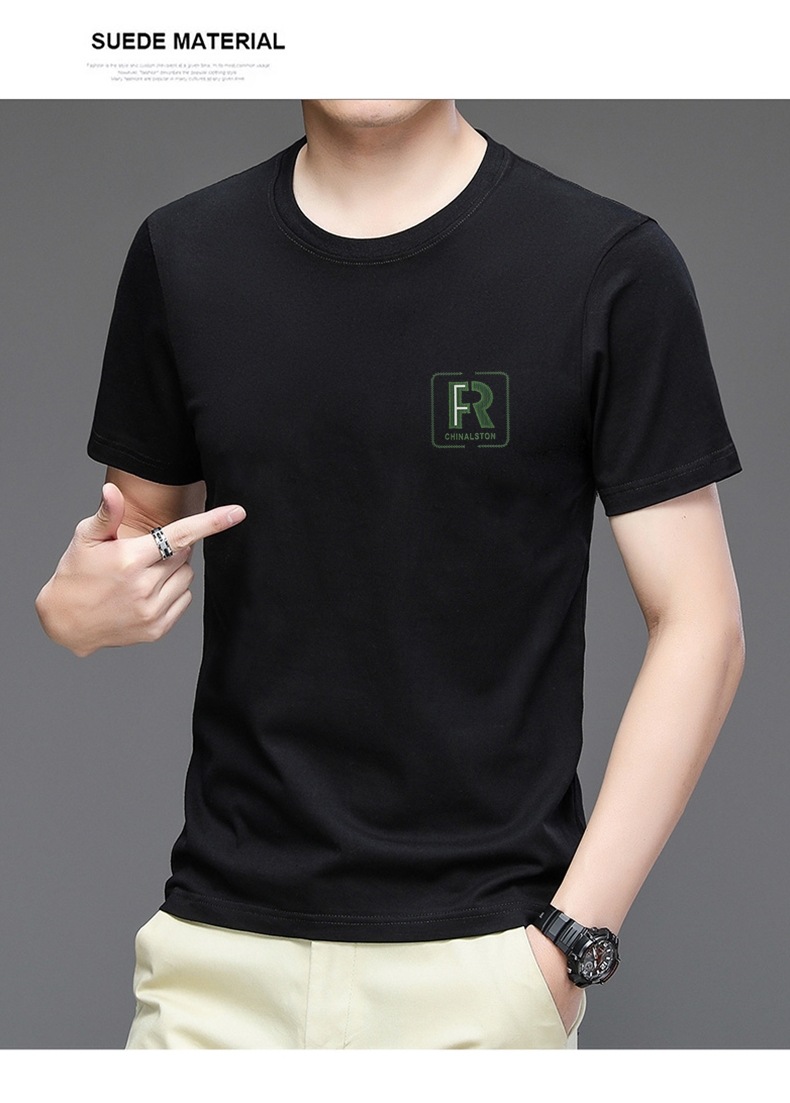 精梳棉夏季新款100%纯棉简约百搭男士t恤圆领字母印花透气短袖男详情30