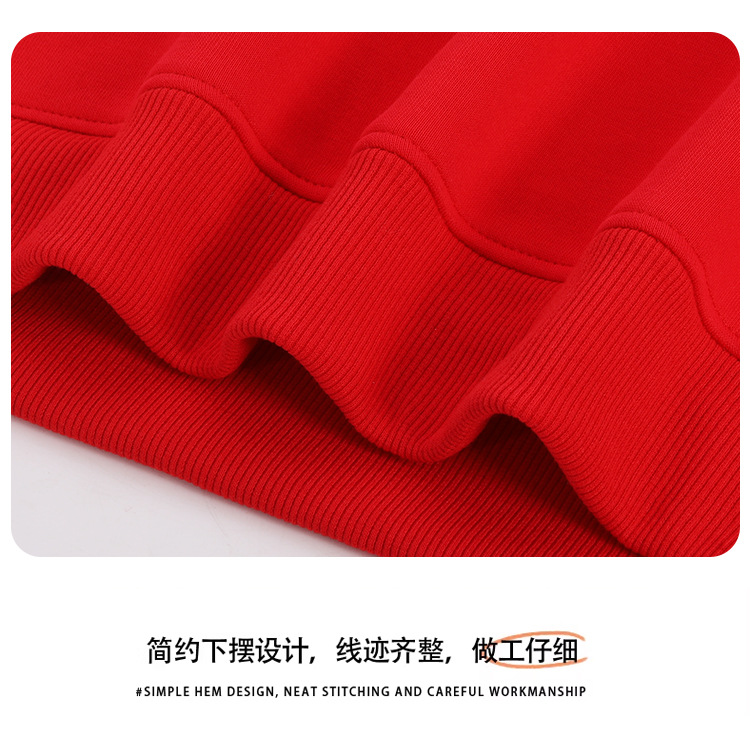 秋冬款红色新年亲子装 加绒帽衫卫衣全家装 2024红色过年服亲子装详情16