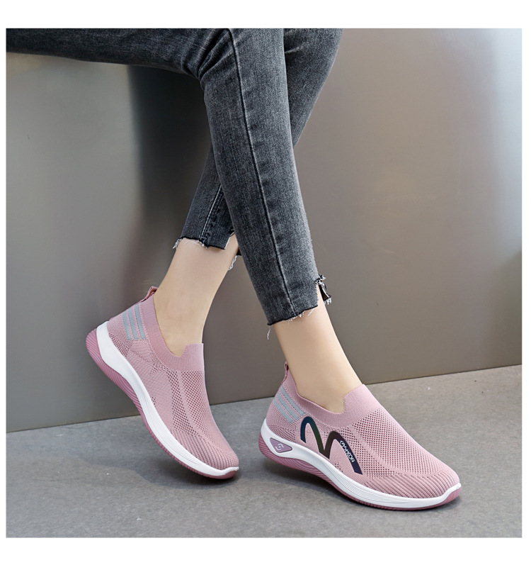 2023新款飞织一脚蹬袜子口休闲女鞋按摩底透气妈妈鞋健步运动鞋详情23