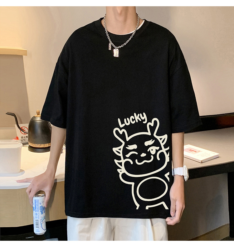 短袖t恤男夏季2024新款卡通印花纯棉半袖宽松潮流情侣休闲体恤衫详情21
