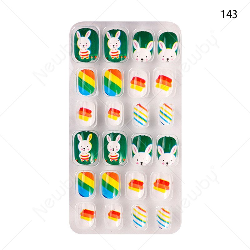 Finished nail sheets for children, 24 pieces of nail patches, cartoon Christmas fake nails, detachable nail stickers with adhesive backing pic 35