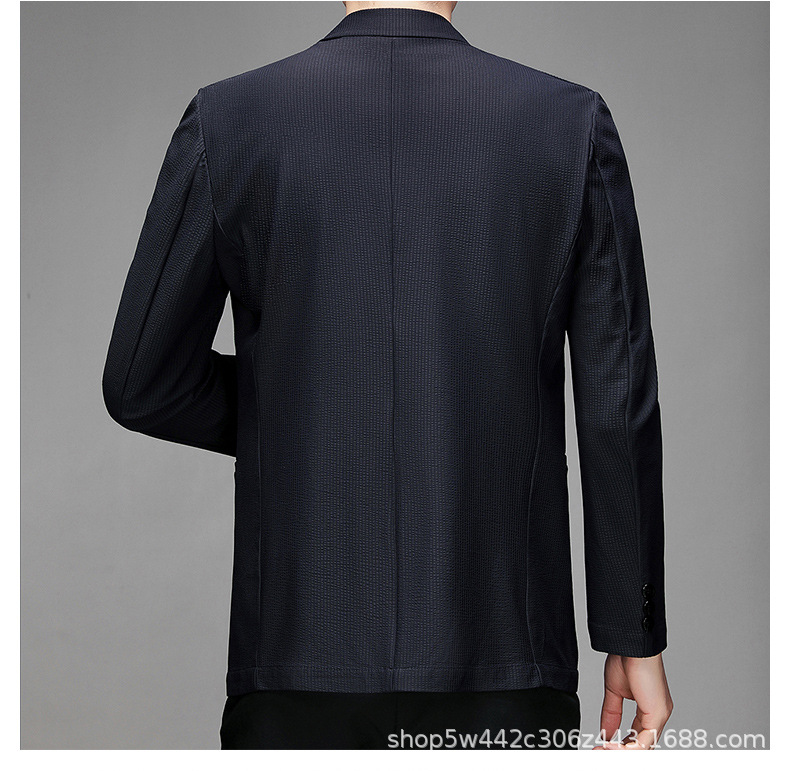 高端品质韩版新款男士春秋薄款西装上衣领空调服男休闲纯色外套详情12