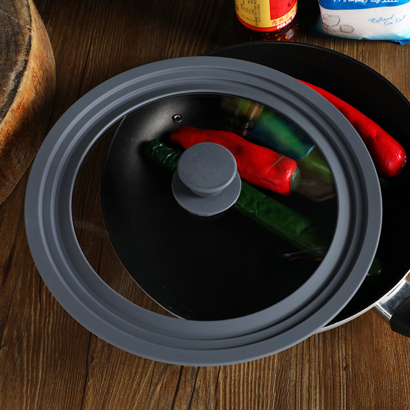 New factory-customized silicone pot lid for household use, multi-functional grey heat-resistant and anti-overflow pot lid, tempered glass pot lid pic 12