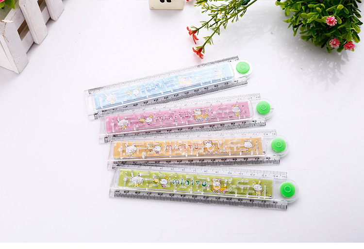 952创意尺子30cm彩色混装折叠迷宫尺小学生学习环保塑料尺子批发详情10