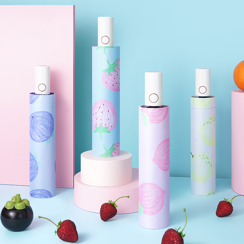 Fully automatic cartoon umbrella, black rubber sun protection and sunshade umbrella, three-fold sun umbrella, UV protection, all-weather folding umbrella pic 2