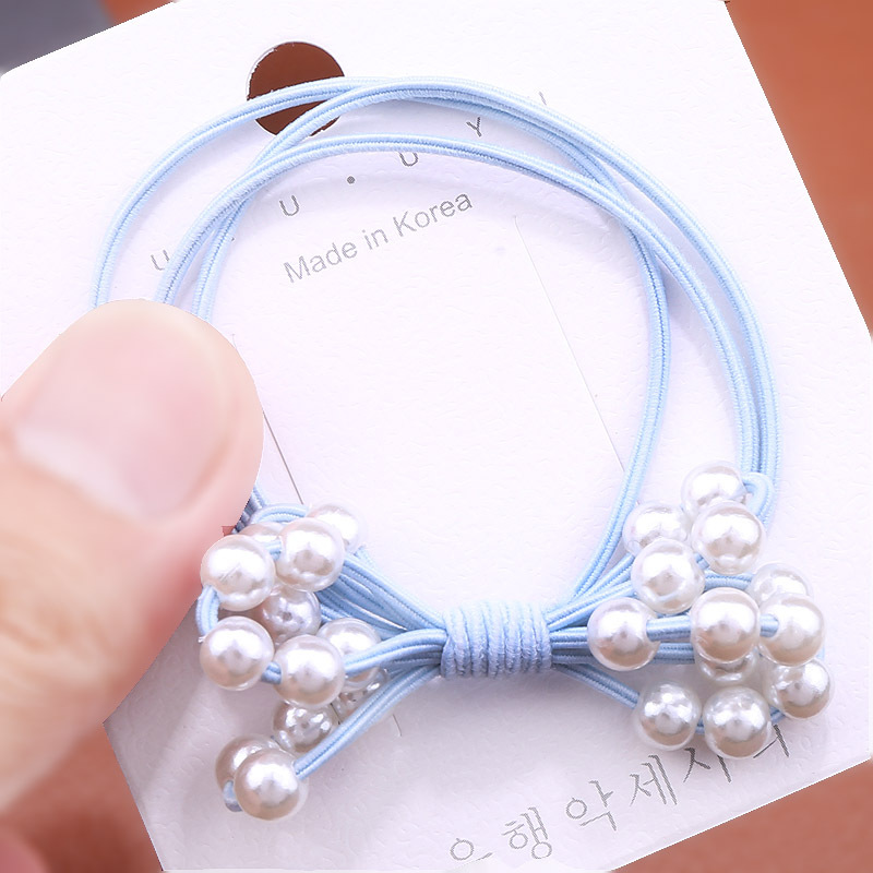 Korean macaron color series, 24 pearl hair ties, hand-strung beads, bow tie, rubber band, colorful hair band headwear pic 9