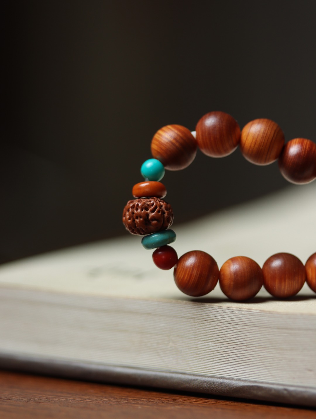 双圈陈化太行崖柏莲花文玩手串佛珠玛瑙黄杨手链男木diy蓬配女士详情9