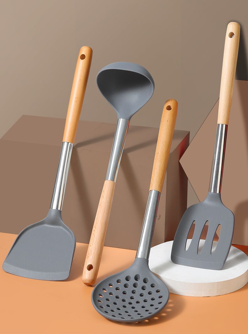 食品级硅胶锅铲榉木柄硅胶厨具烹饪硅胶锅铲不粘锅用铲厨房小工具详情4