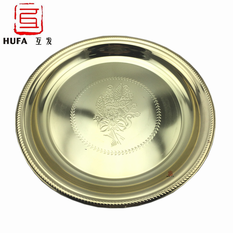 Stainless steel Thai flower plate, exquisite embossed round cherry blossom plate, fruit plate, pattern plate pic 7