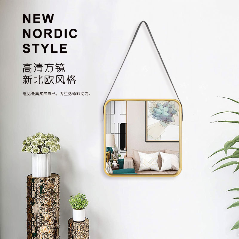 北欧方形装饰镜创意高清方形家居壁挂装饰镜简约亚克力圆镜详情2