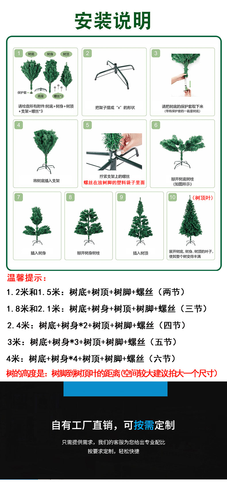 圣诞装饰用品圣诞树 1.2 1.5米1.8米2.1米圣诞树 粘白加密圣诞树详情11