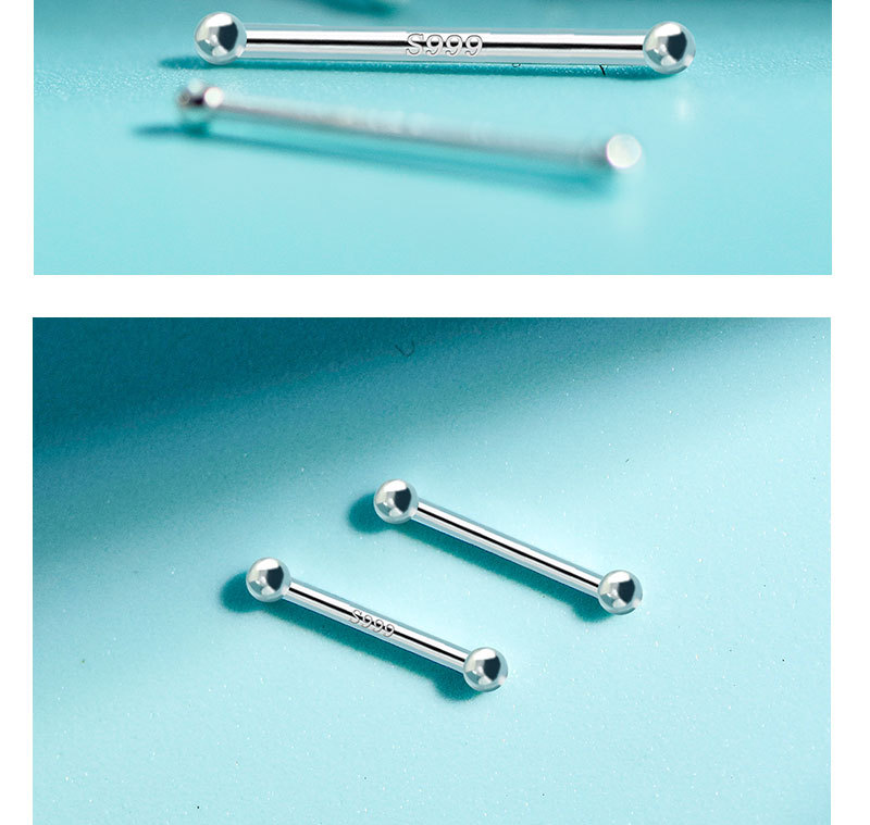 s999足银养耳洞耳钉女小巧迷你双头耳棒耳骨钉韩版简约圆耳针耳详情44