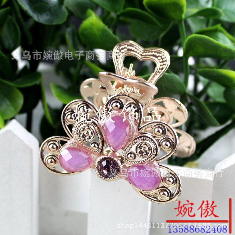 Alloy diamond-encrusted small claw clips, grab clips, hair clips, gold and silver, Yiwu two-yuan store small commodity headwear wholesale pic 47