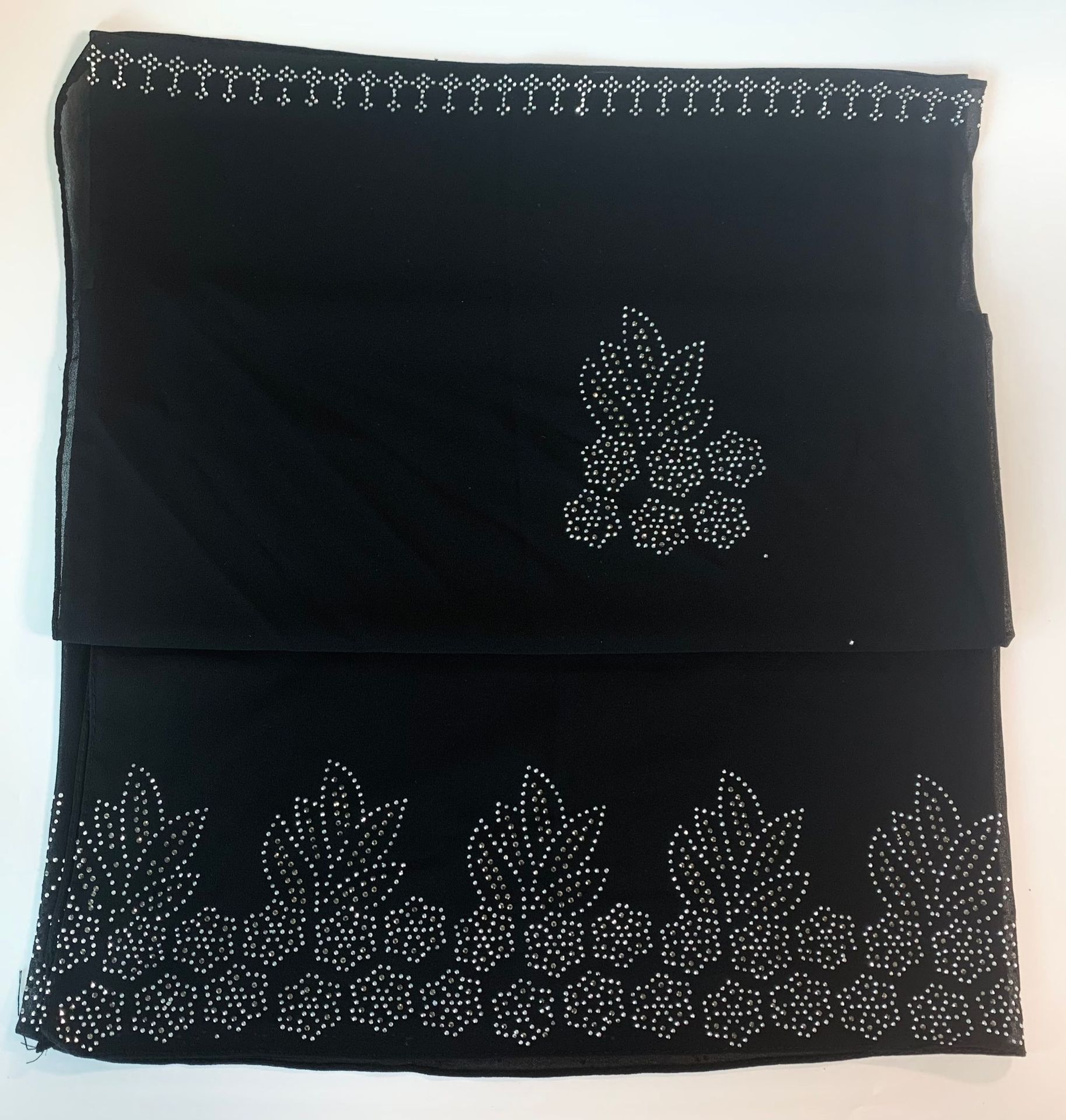 花边烫钻纯色雪纺盖头纱巾珍珠穆斯林女长巾新款详情11