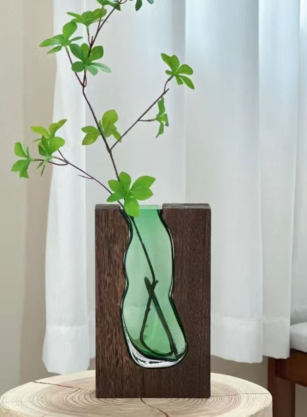 Wholesale of new Chinese-style solid wood glass vases, home designer decoration, home and hotel ornaments, high-end soft furnishings pic 4