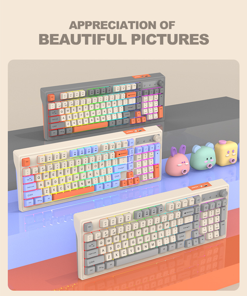 Viper K98 wireless Bluetooth dual-mode mechanical feel keyboard, fashionable color-blocking office luminous gaming computer keyboard pic 36