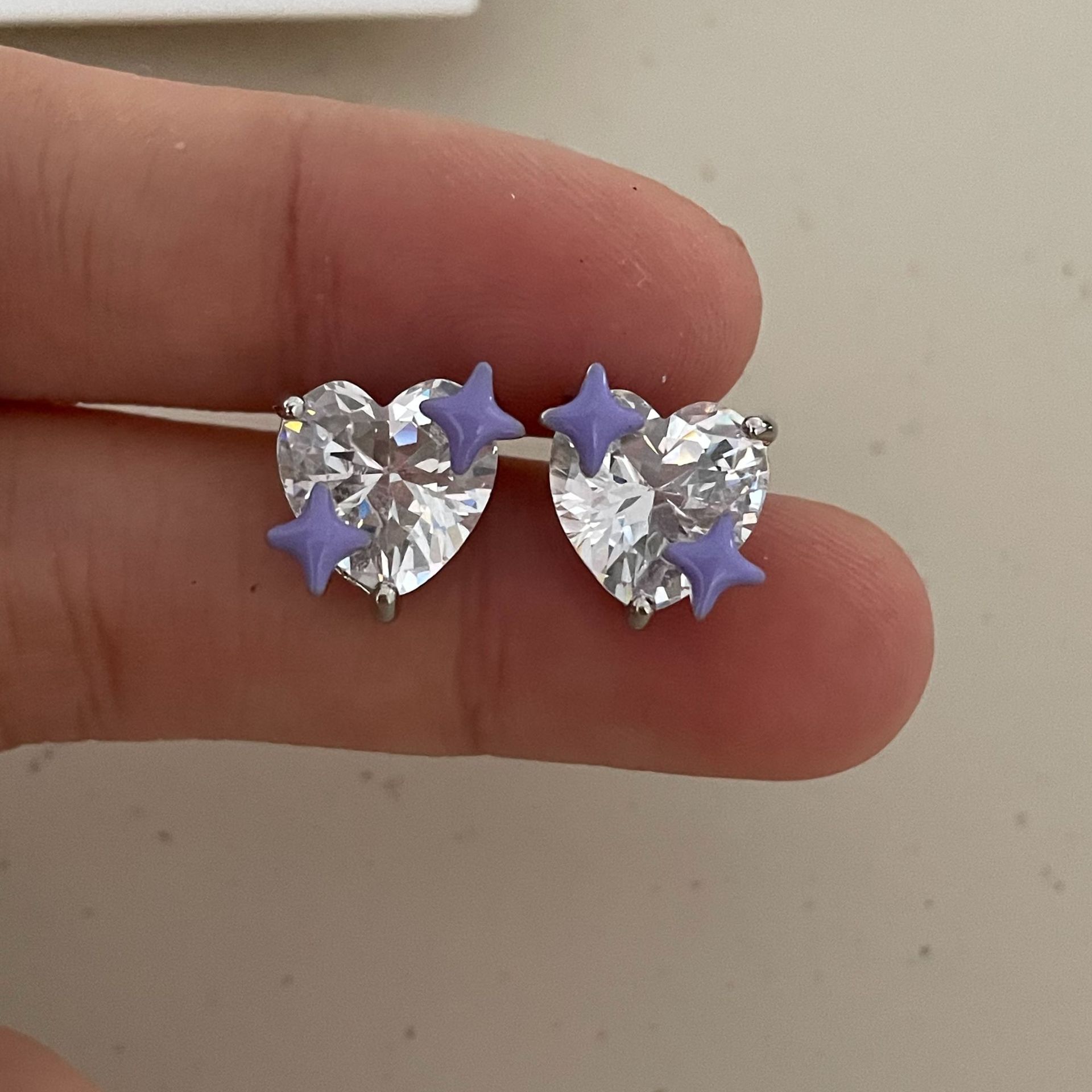 简约十字星芒桃心耳钉ins冷淡风超闪锆石时尚爱心百搭耳环耳饰潮详情3