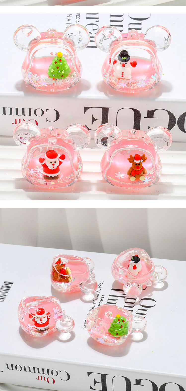 圣诞节礼物入油流沙瓶桌面摆件亚克力钥匙扣包包挂件小礼品批发【可混批】详情7